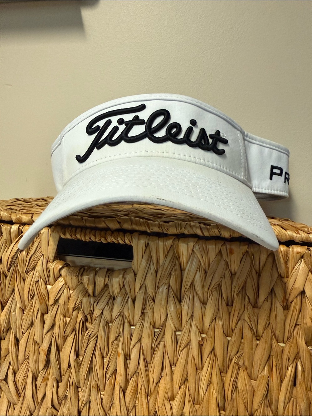 Titleist White Visor with Black Script Logo